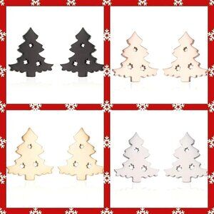 Christmas Tree Stainless Steel Stud Small Earrings #1146